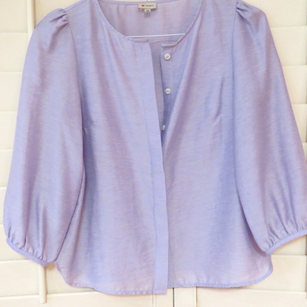 Cremieux Purple Extra Small 3/4 Length Sleeve Blouse Lavender